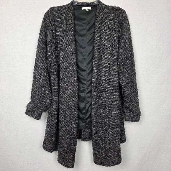 Maurices Boucle Open Front Coatigan Black Gray XL - Picture 1 of 8